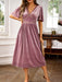 Luxurious Velvet V-Neck Dress: Elegant Short-Sleeve Chic