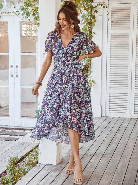 Charming Floral A-Line Dress with Effortless Elegance