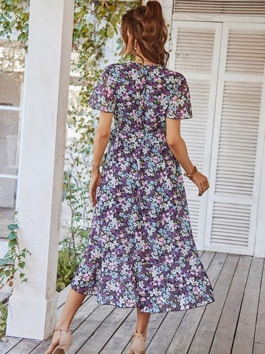 Charming Floral A-Line Dress with Effortless Elegance