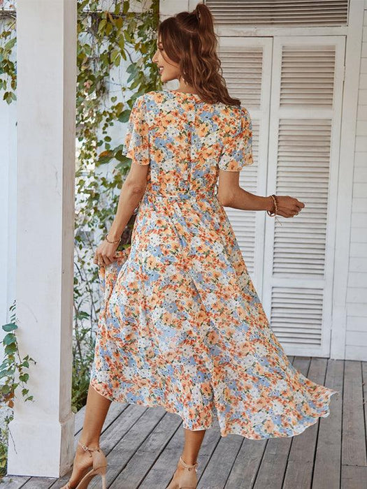 Charming Floral A-Line Dress with Effortless Elegance