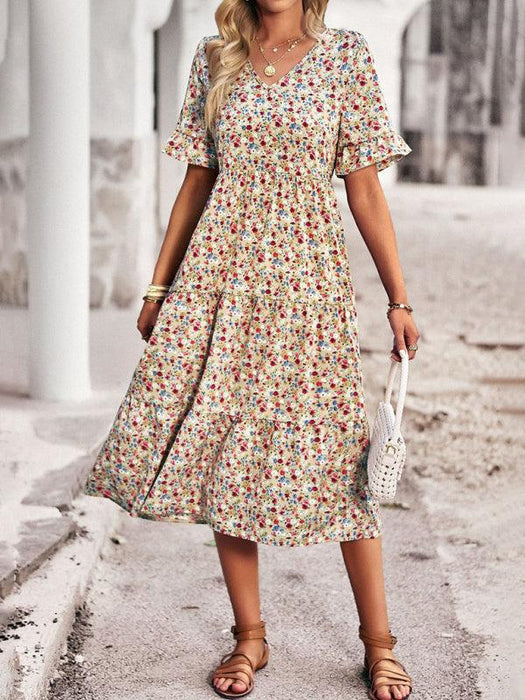 Floral V-Neck Bohemian Summer Dress