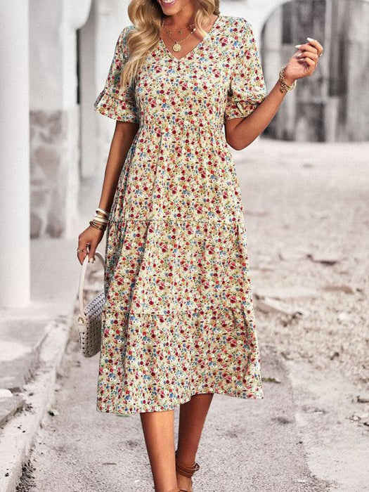 Floral V-Neck Bohemian Summer Dress