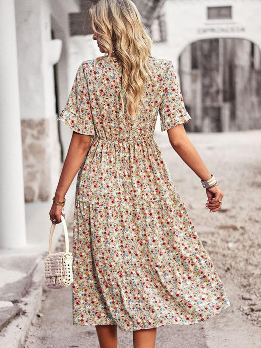 Floral V-Neck Bohemian Summer Dress