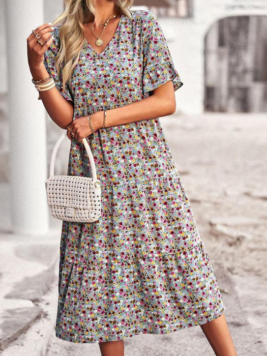 Floral V-Neck Bohemian Summer Dress