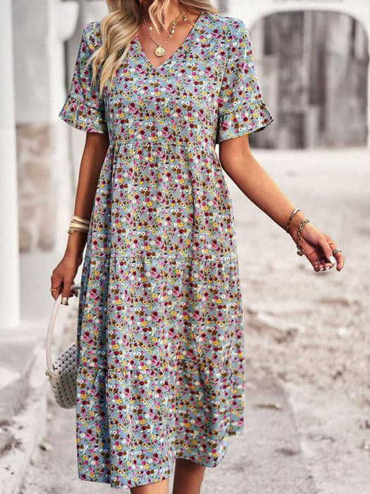 Floral V-Neck Bohemian Summer Dress