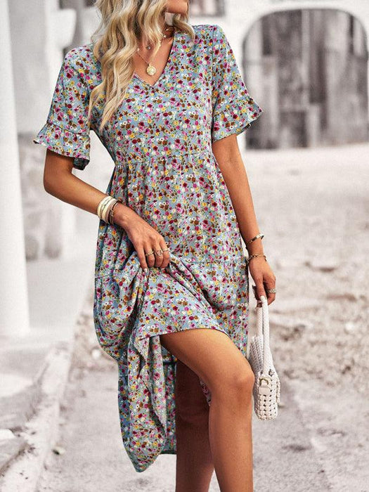 Floral V-Neck Bohemian Summer Dress