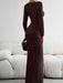 Square Neck Long Sleeve Knit Dress for Women