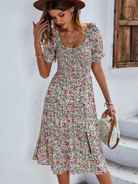 Bohemian Floral Swing Maxi Dress - Lightweight Rayon for Effortless Style