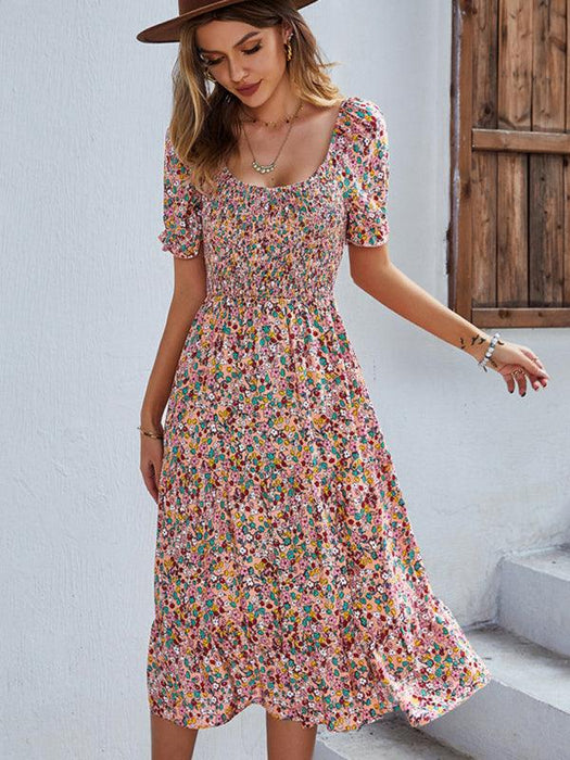 Bohemian Floral Swing Maxi Dress - Lightweight Rayon for Effortless Style