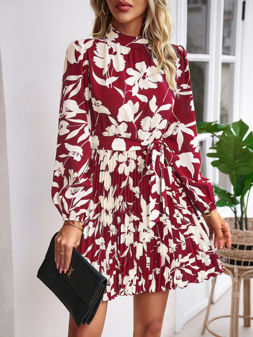 Vacation-Ready Pleated Long-Sleeve Dress for Effortless Elegance