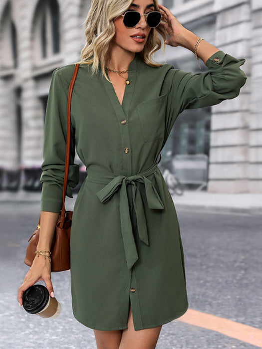 Elegant Women's Long-Sleeved Polyester Dress