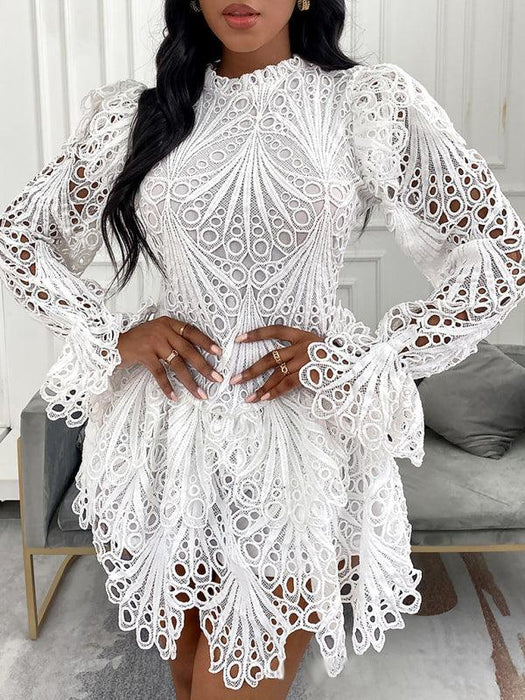 Chic White Lace Elegance: Timeless Dress for Women - Fashionable Statement Piece