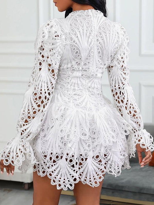 Chic White Lace Elegance: Timeless Dress for Women - Fashionable Statement Piece