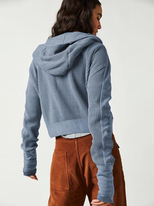 Elegant Ease Zip-Up Hoodie with Functional Pockets