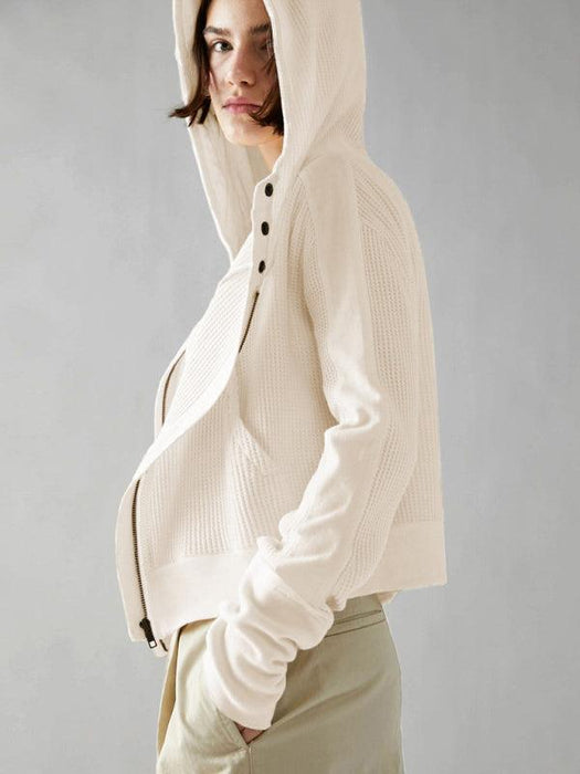 Elegant Ease Zip-Up Hoodie with Functional Pockets