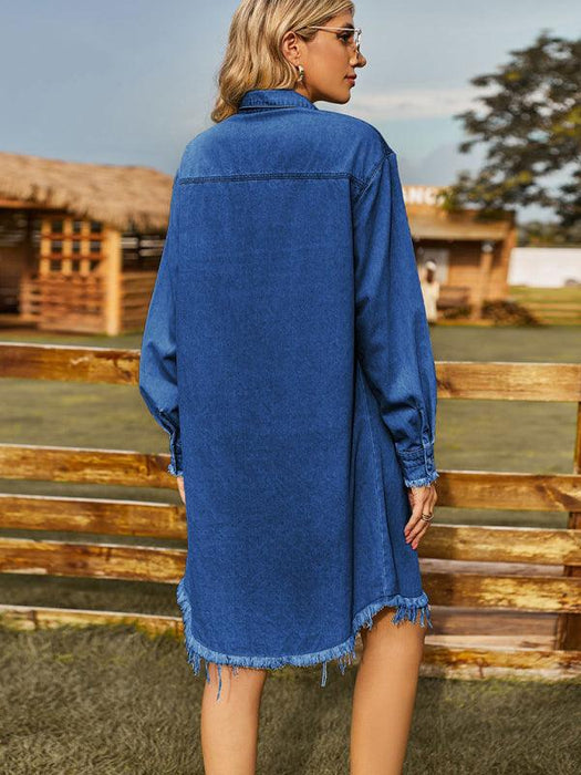 Vintage Chic Distressed Denim Dress - Effortlessly Stylish