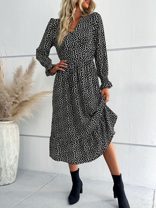 Chic Printed Long Sleeve Dress for Women