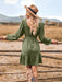 Trendy Women's Long Sleeve U-Neck Dress with Waist Detail