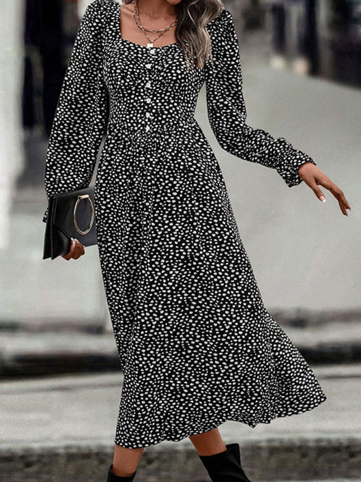 Elegant Square Neck Printed Dress - Stylish Design and Premium Fabric