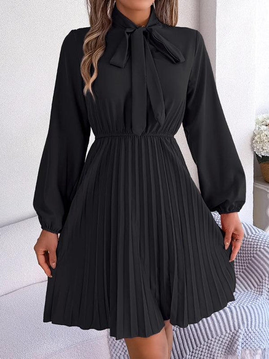 Sophisticated Tie Waist Pleated Skirt for Autumn and Winter