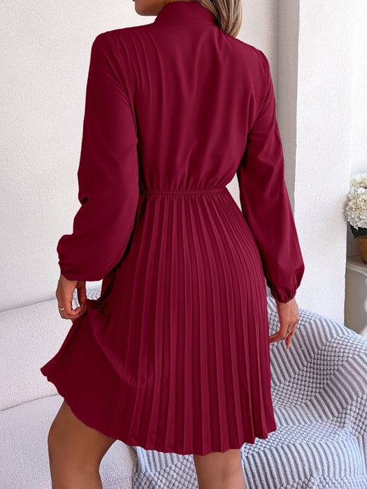 Sophisticated Tie Waist Pleated Skirt for Autumn and Winter