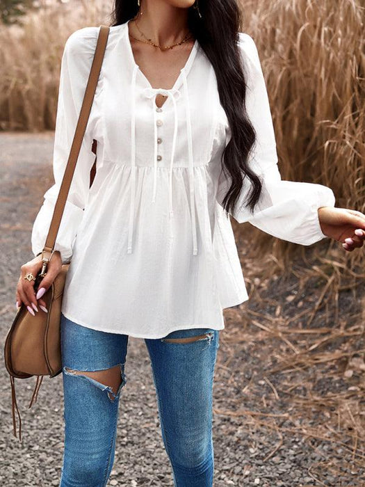 Elegant Cotton V-neck Blouse: A Fusion of Style and Comfort