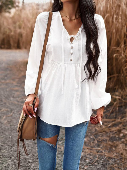 Elegant Cotton V-neck Blouse: A Fusion of Style and Comfort