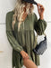 Elegant Green Rayon Long-Sleeve Dress - Versatile Style for Year-Round Elegance
