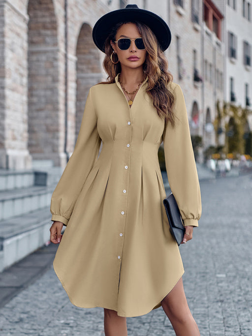 Chic V-neck Cardigan Dress with Defined Waist