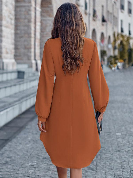 Elegant V-neck Cardigan Dress with Flattering Waist Detail