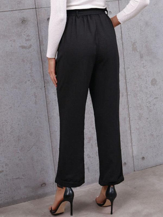 Elegant Lace-Up Tailored Trousers for Chic and Comfortable Women