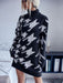 Elegant Houndstooth Turtleneck Sweater Dress for Women