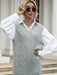 Solid Color V-Neck Knitted Sweater Dress for Women