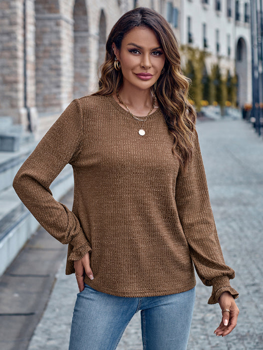 Casual Solid Color Women's Top with Relaxed Loose Fit