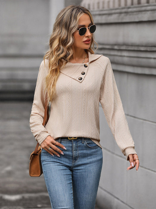 Women's Chic Asymmetrical Lapel Top for Autumn and Winter