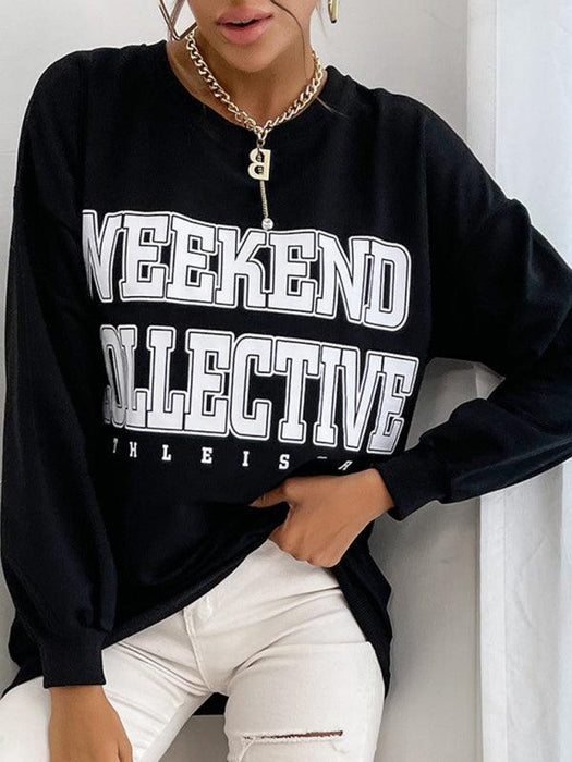 Trendy Letter Print Round Neck Sweatshirt - Must-Have Casual Essential