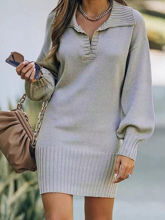 Elegant Lantern Sleeve Knit Sweater and Skirt Set