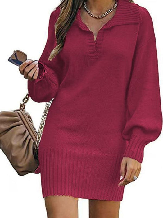 Elegant Lantern Sleeve Knit Sweater and Skirt Set