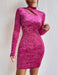 Sexy Velvet Bodycon Dress with Half-High Collar and Hollow Out Design