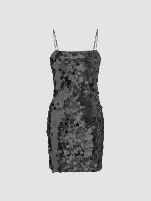 Chain Sequined Irregular Dress with a Sexy Twist