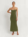 Strapless Woolen Dress with Cross Knit Detail - Chic and Elegant