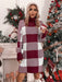 Holiday Vibes Turtleneck Plaid Sweater Dress