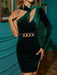 Seductive Velvet Evening Dress with Dramatic Asymmetrical Slit