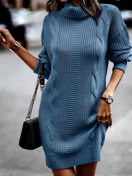 Cozy Chic Turtleneck Sweater Dress for Women