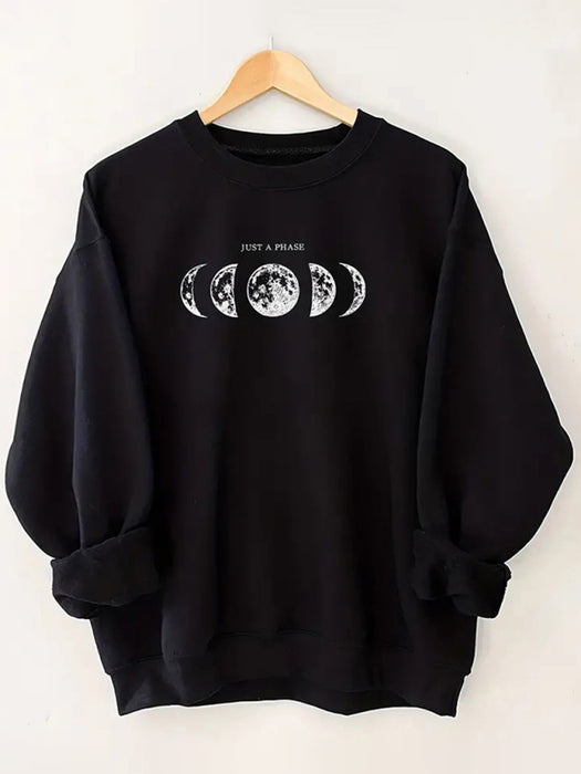 Women's Casual Moon Phase Graphic Sweatshirt