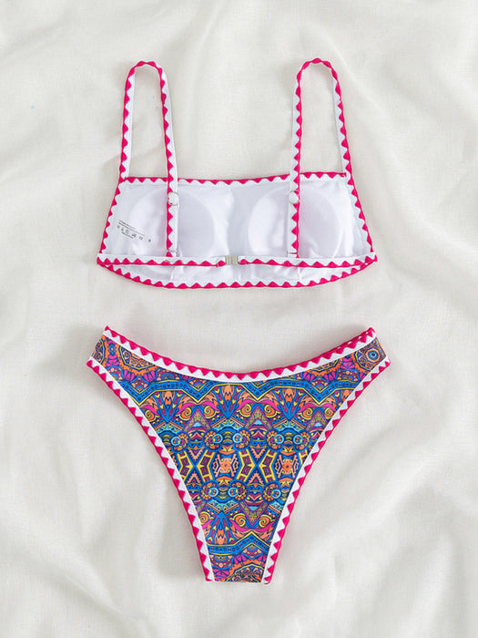Split Design Crocheted Bikini Set - Women's Halterneck Swimsuit