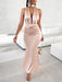 Sultry Deep V Knotted Halter Dress for Women