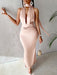 Sultry Deep V Knotted Halter Dress for Women