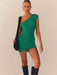 Sultry One-Shoulder Patchwork Mini Dress with Hollow Waist