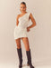 Sultry One-Shoulder Patchwork Mini Dress with Hollow Waist